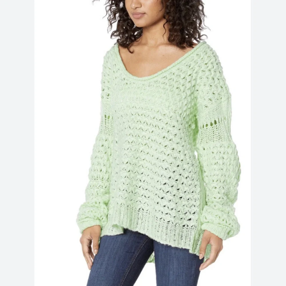 Free People Crashing Waves Pullover Sweater Mint Size Large